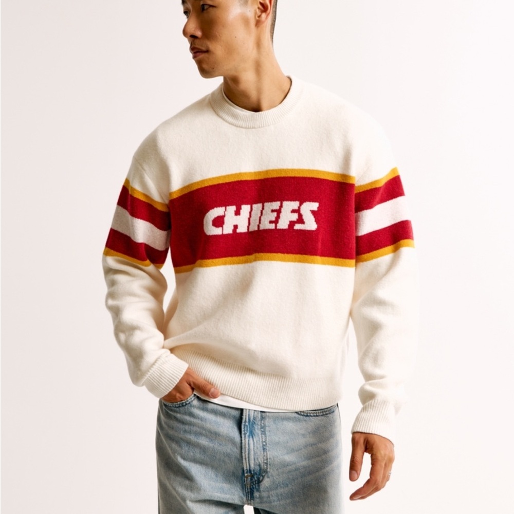 Brand New NFL Chiefs White and Red Crewneck Sweater